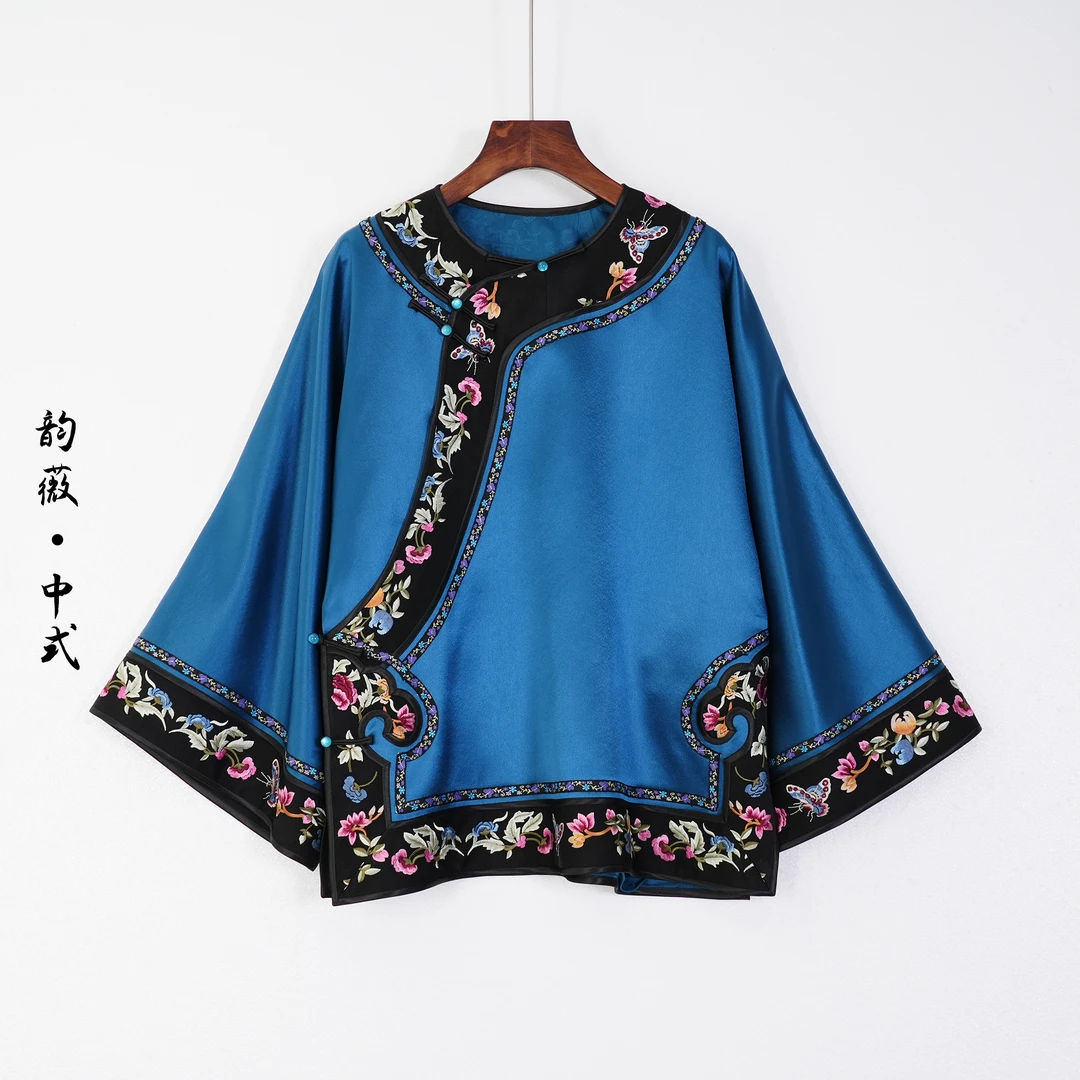 孤品女士上衣中国风传统国风中式刺绣手推绣斜襟复古太太服