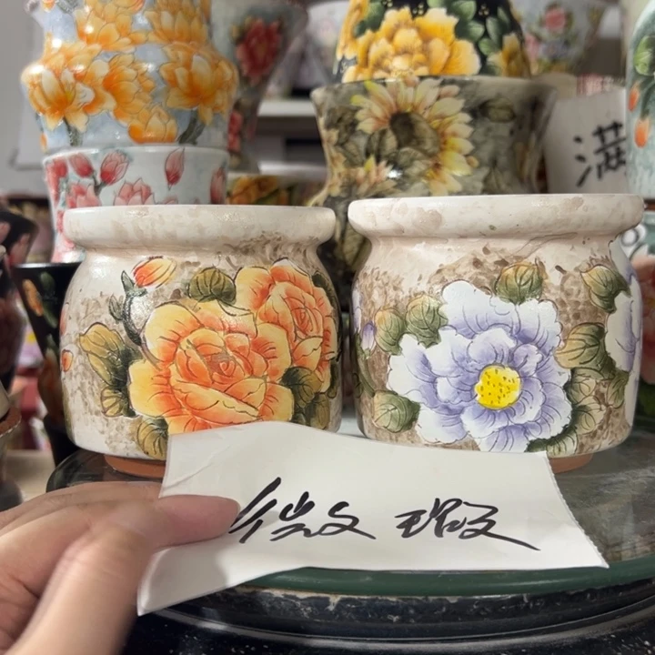 景德镇手绘花盆满38包邮偏远地区除外
