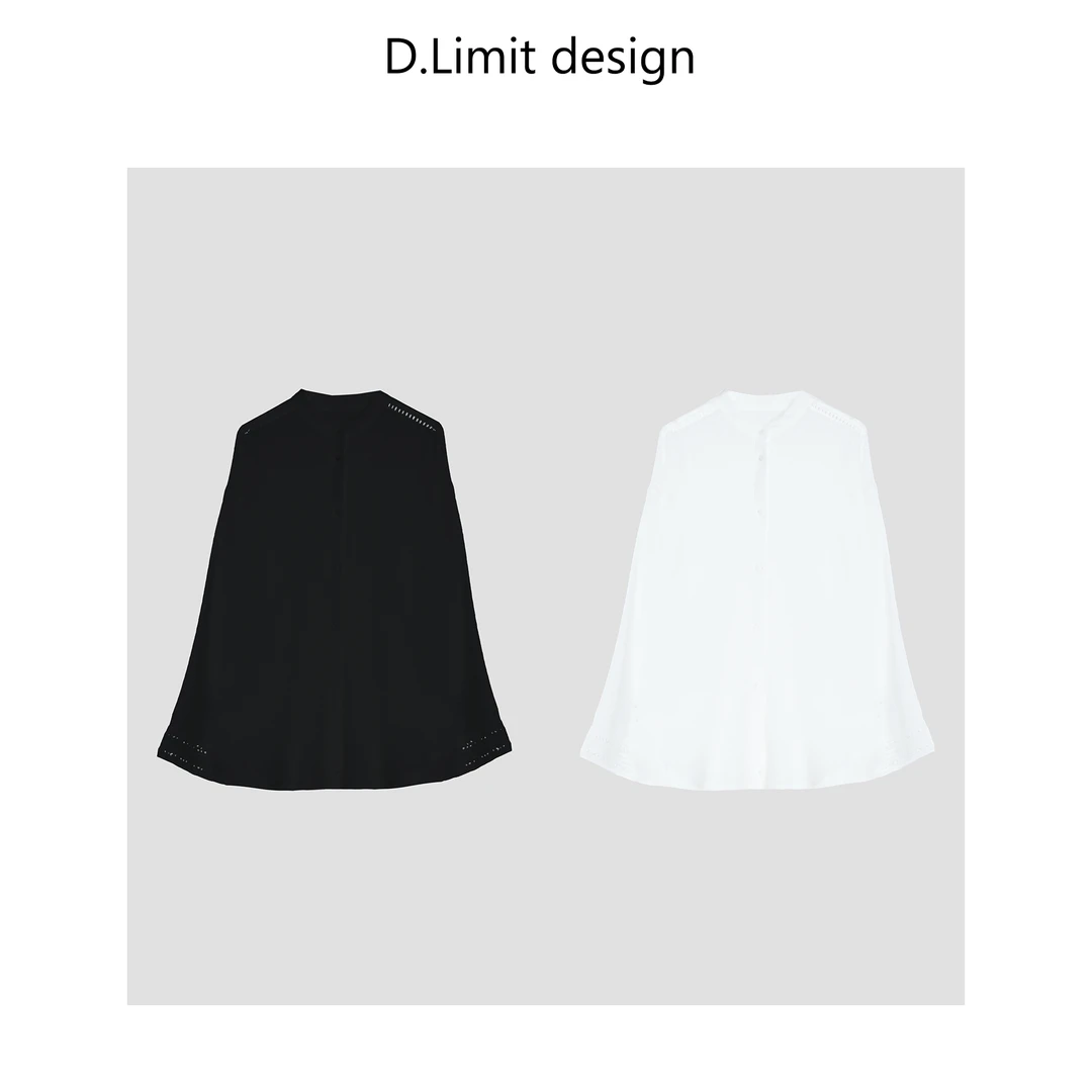 【D.Limit design】简约连肩袖镂空钩花长袖衬衫DLCK92373