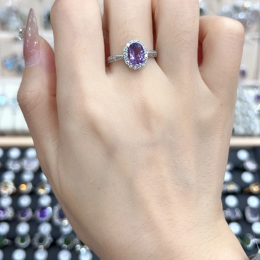 戒指银S925镶嵌水晶