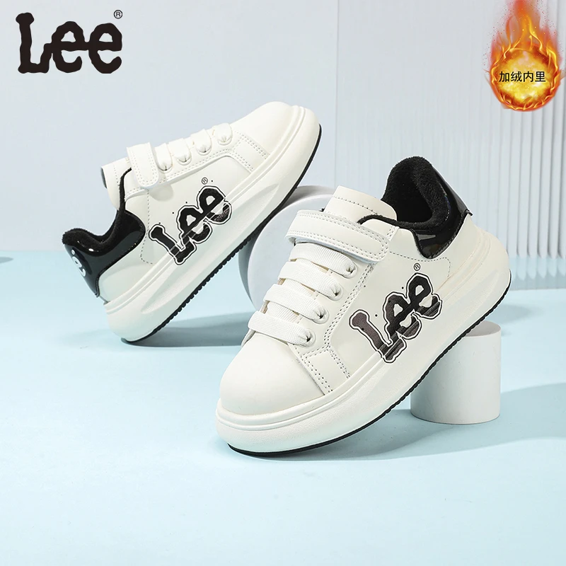 Leekids儿童加绒童鞋男童鞋子10-15岁运动鞋麦昆板鞋冬季潮鞋女童