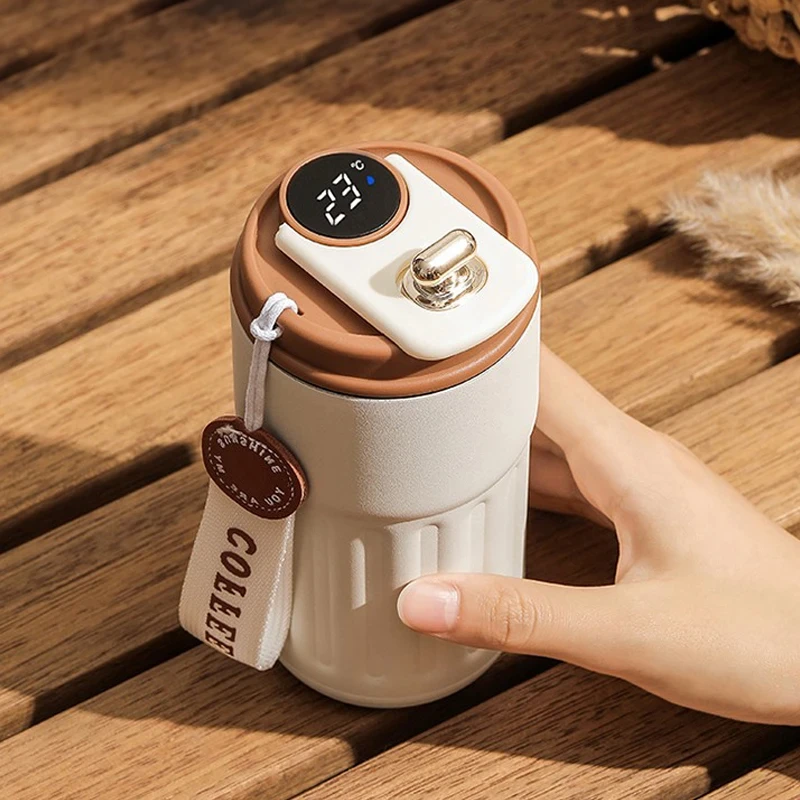 智能测温316不锈钢咖啡杯高颜值双层保温杯男女便携随行礼品水杯