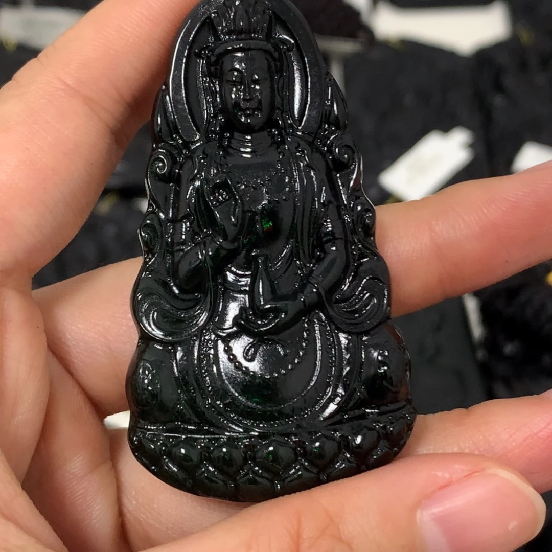 天然缅甸a货钢琴黑挂件