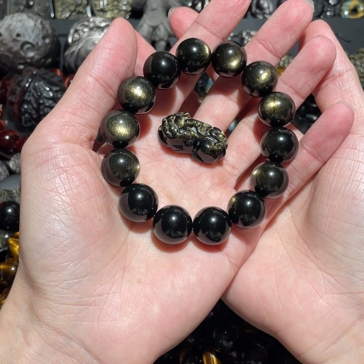 黑曜岩手串未镶嵌酷****n