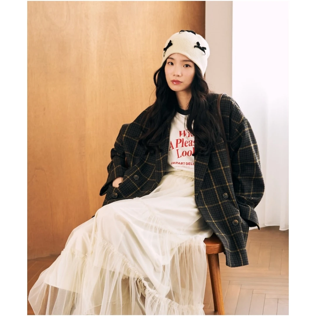 【DD外贸】 杂志画报款 F 百搭气质复古风格纹宽松西装女