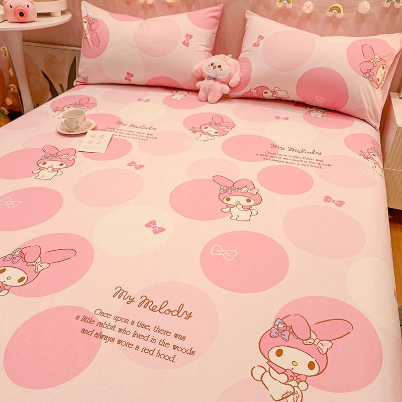 美乐蒂纯棉床单单件100全棉被单人儿童女孩粉卡通床笠枕套