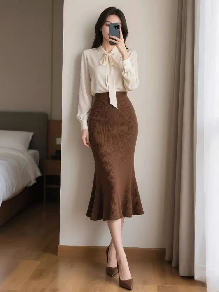 SS1950初秋季时尚穿搭成熟风显瘦两件套装半身裙子通勤优雅女士