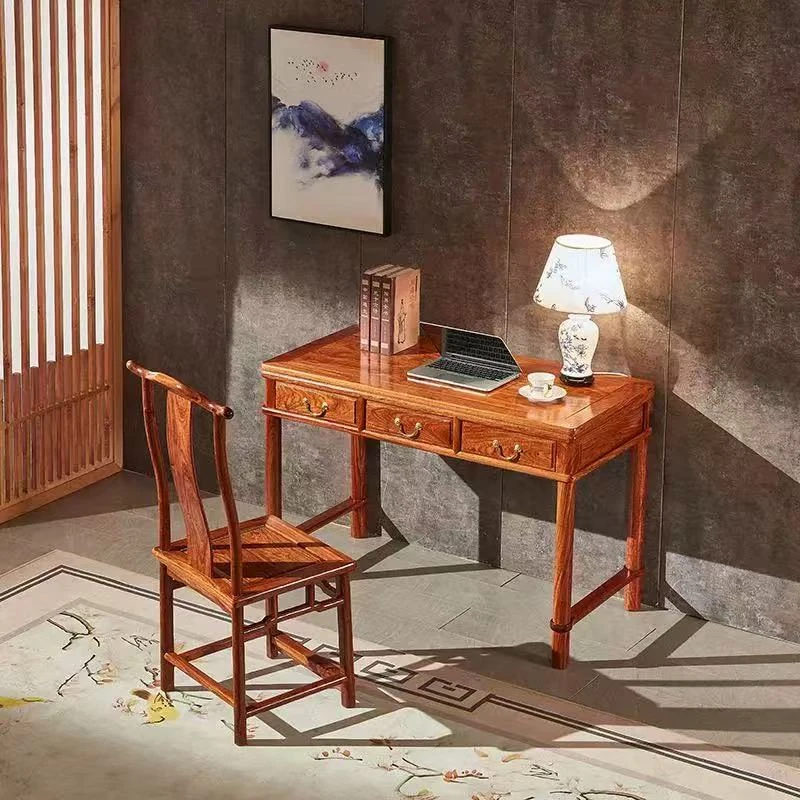 新中式书桌家用办公学习写字台红木非花状元桌实用耐用原木桌子