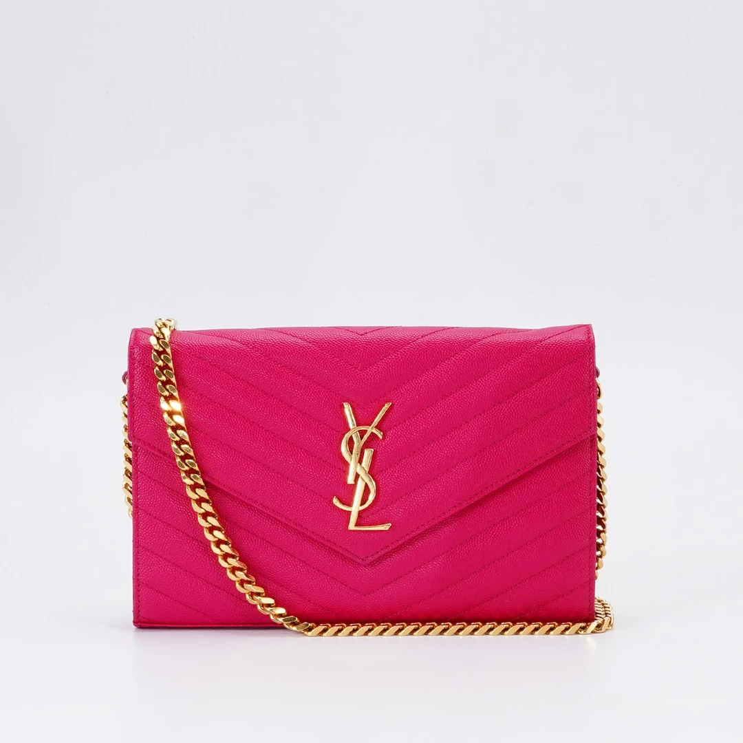 95新 YSL/圣罗兰  信封包中号鱼子酱红金/BG22011330