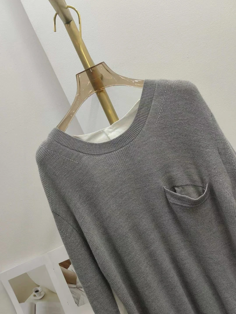 法式拼接棉衬衫假两件上衣