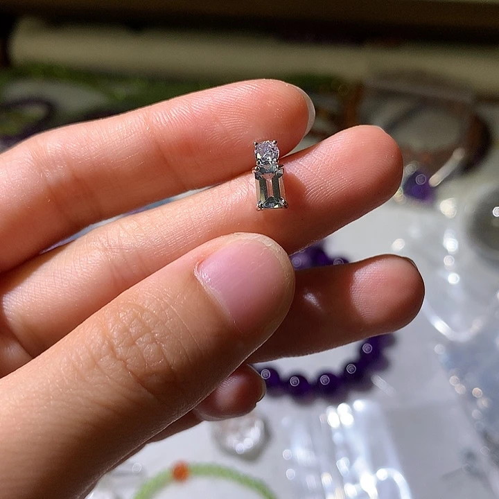 海蓝宝石颈饰银S925镶嵌不返运费