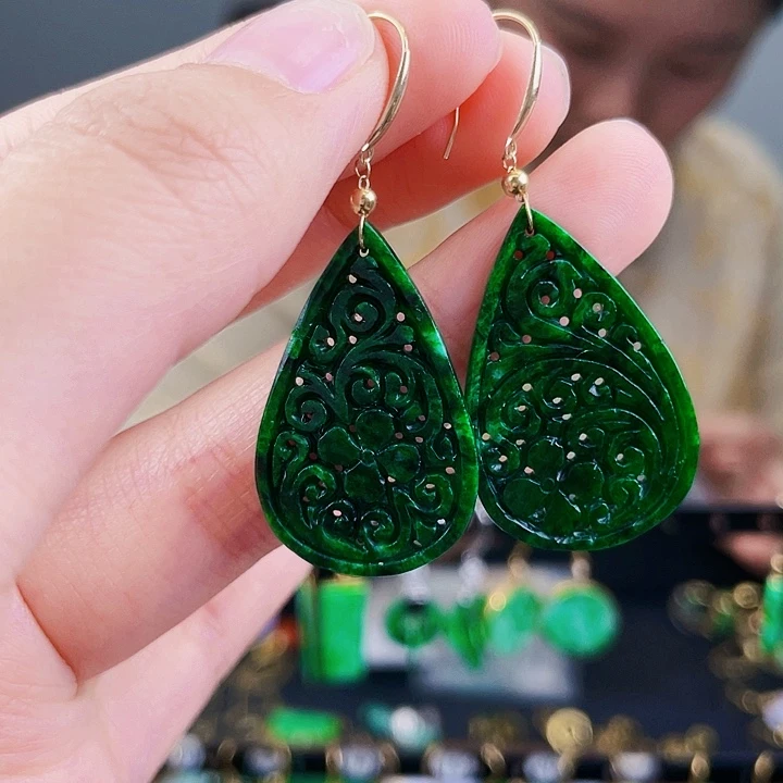 翡翠耳饰18K金镶嵌饰品