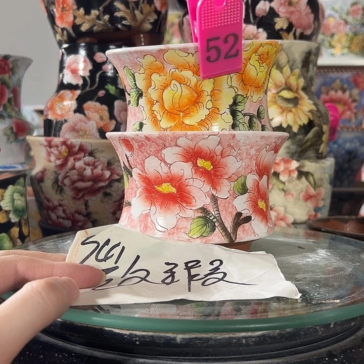 景德镇幸运花盆手绘韩式花盆