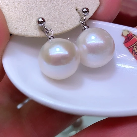 银S925镶嵌淡水珍珠耳饰