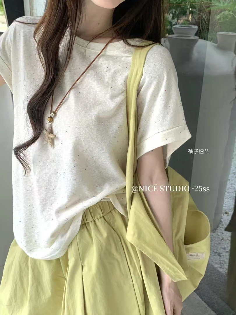 夏季纯色圆领冰感棉T恤