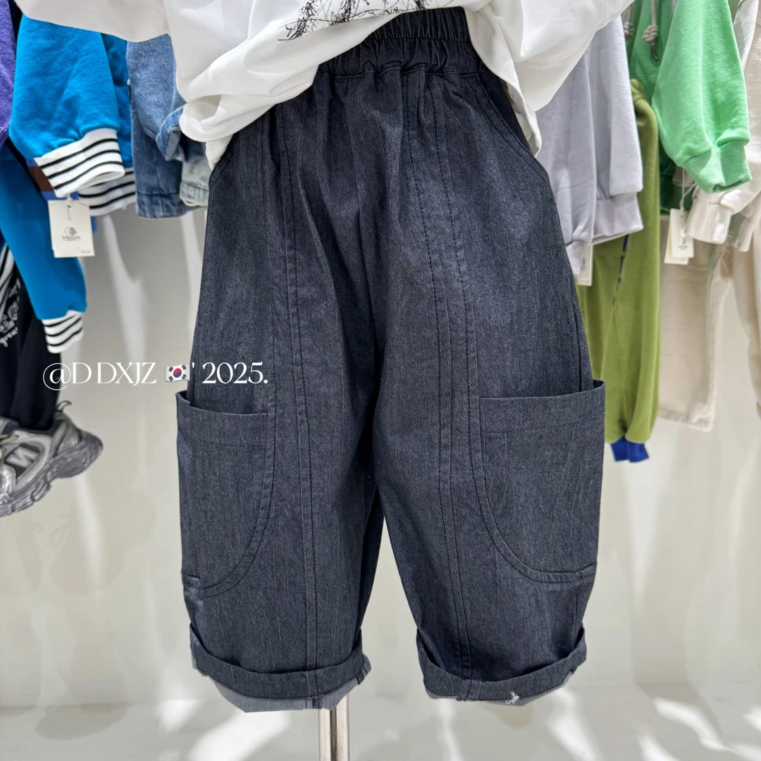 【滚滚家】春款儿童韩版时尚百搭男女童可穿定制面料休闲长裤 75070