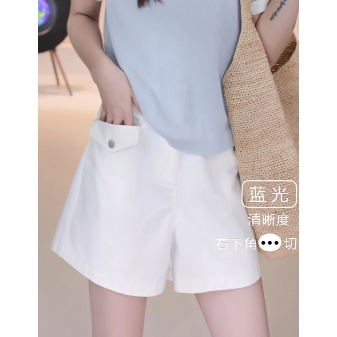 C02353新款莱赛尔洋气显瘦小个子口袋设计感休闲高腰短裤