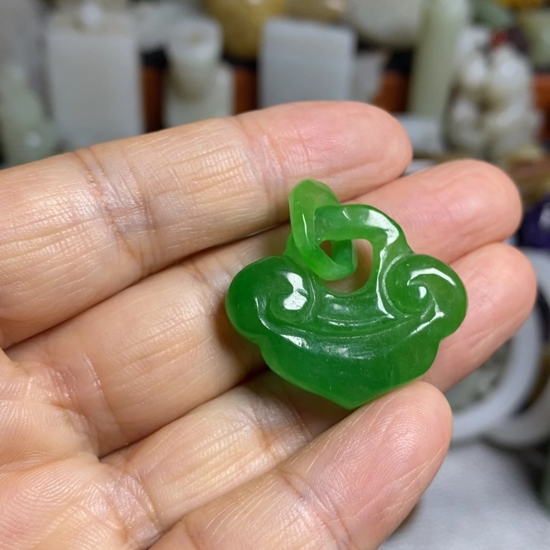 颈饰银S925镀金镶嵌和田玉（糖玉）