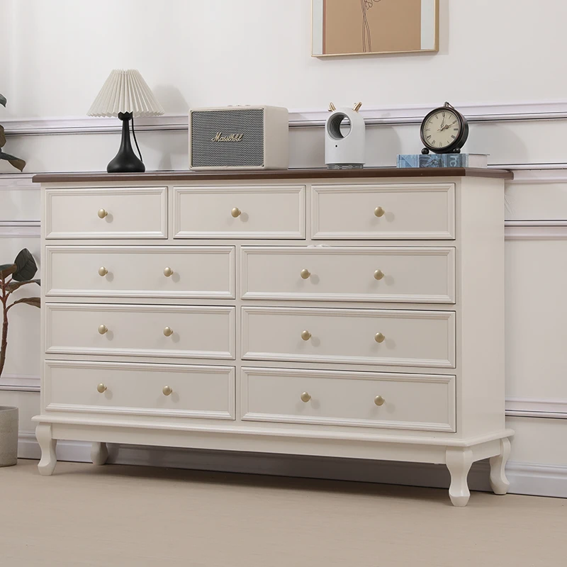 美式实木五斗柜客厅卧室两用储物收纳轻奢高级感靠墙床尾柜