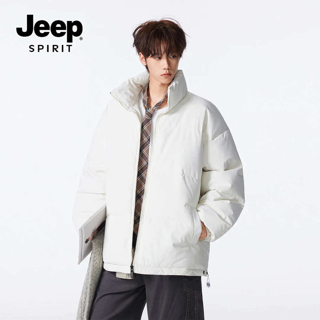 JEEPSPIRIT美式纯色立领棉衣冬季男女冬60男男男美式男款扎染棉衣