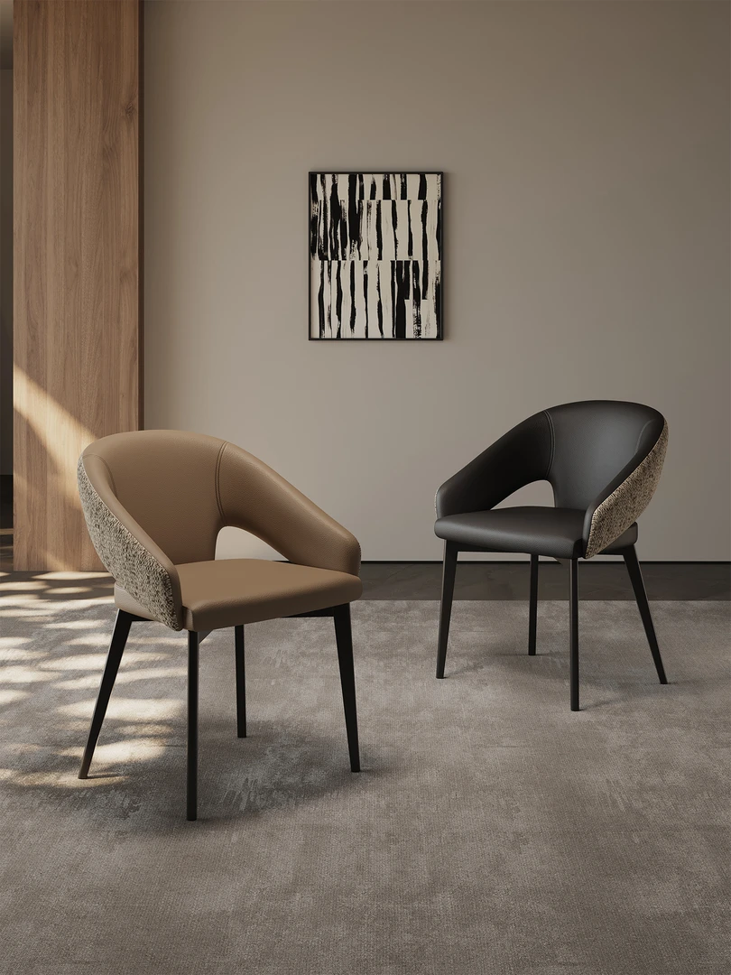 2025新款意式极简高端棉麻餐椅现代简约客厅家用高级感靠背扶手椅