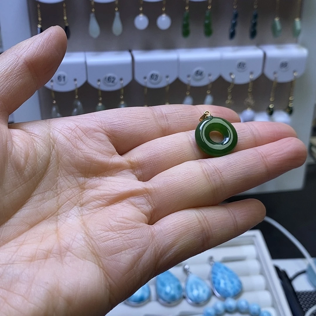 和田玉（碧玉）银S925镶嵌颈饰