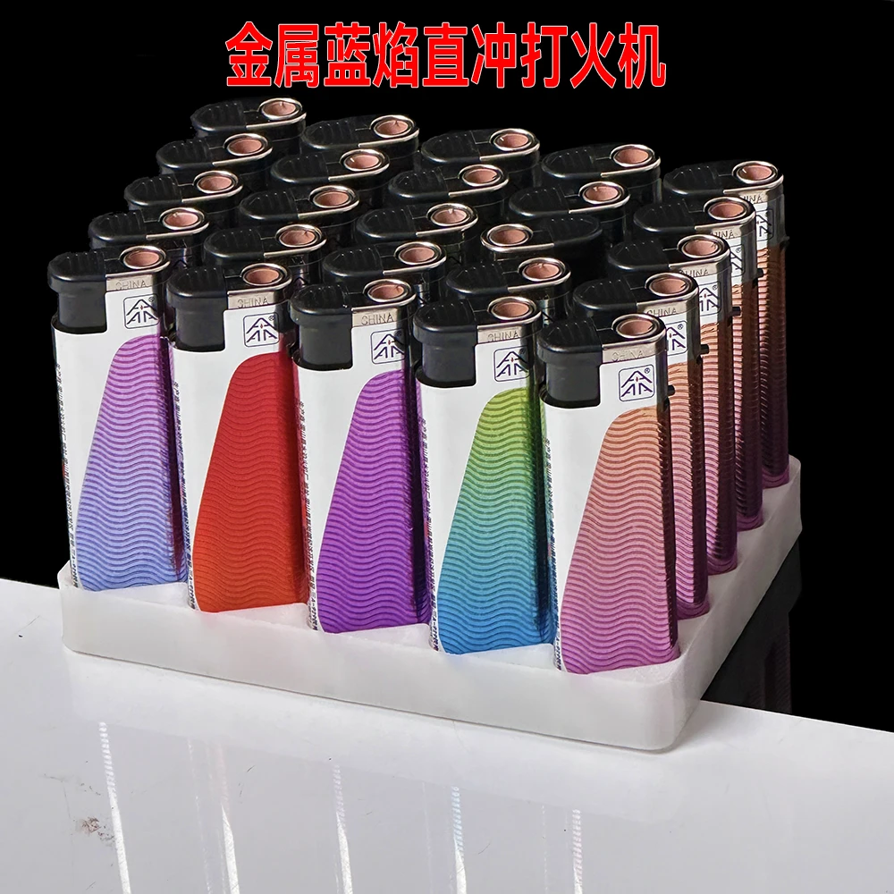 金属防风打火机耐用蓝焰直冲创意家用加厚防爆网红一次性打火机