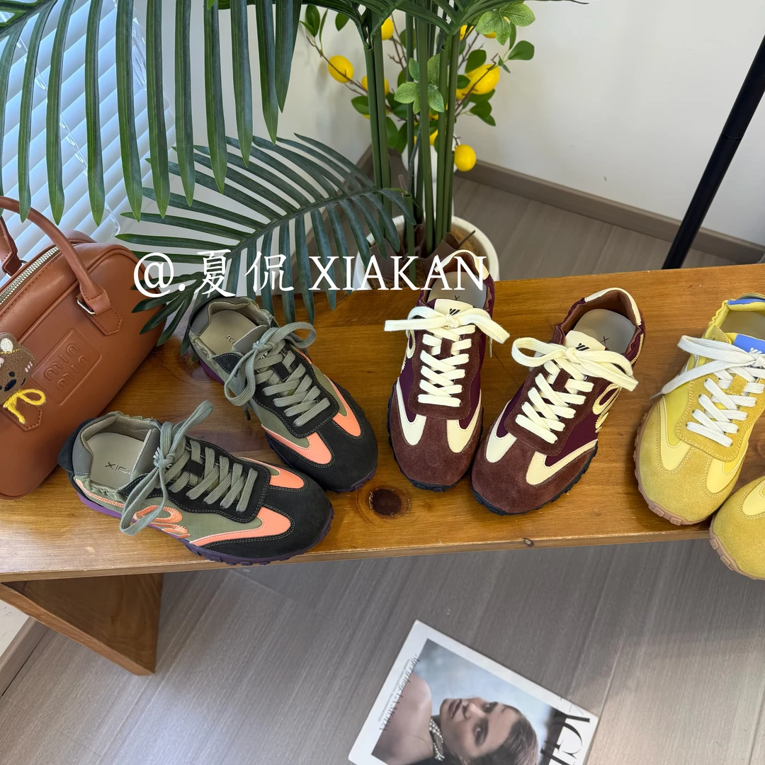 夏侃【FANGXIANG】春季舒适百搭平底运动休闲撞色鞋复古德训鞋女