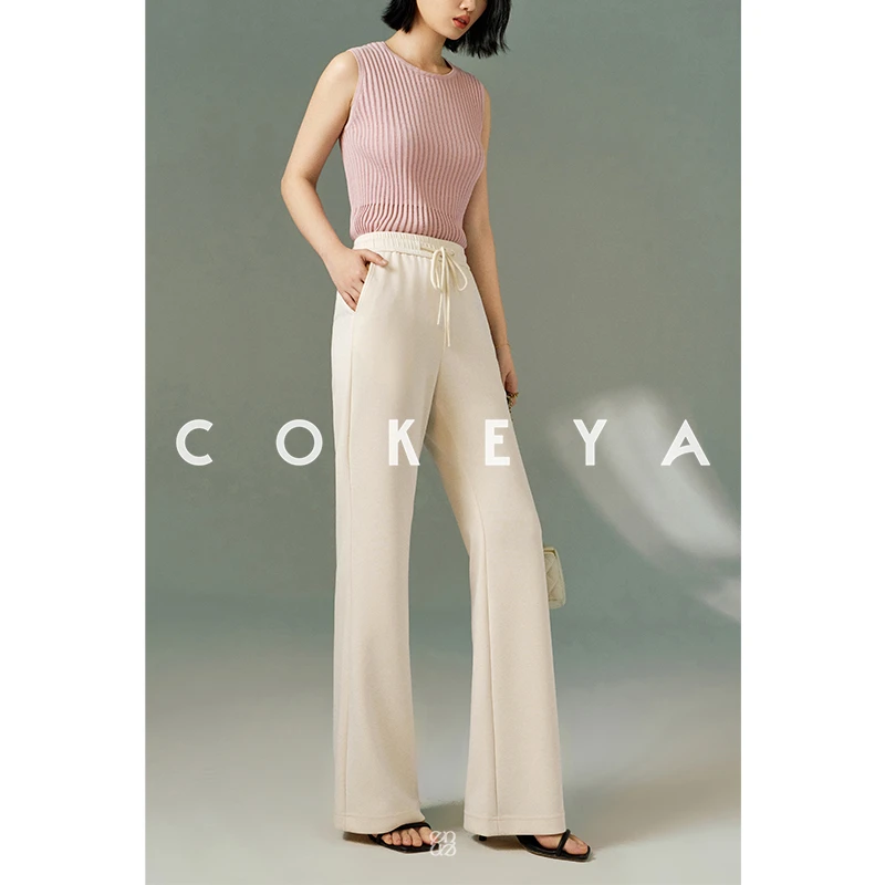 COKEYA/凉感空气裤~进口赛代尔抗皱高腰宽松微喇裤薄款EWB2SY003