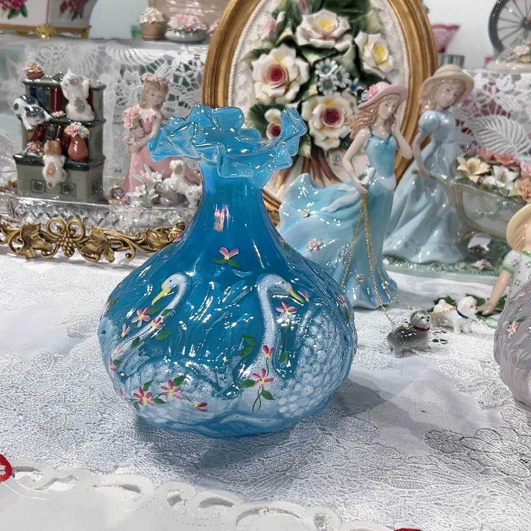 陶瓷0127福利蓝色天鹅花瓶