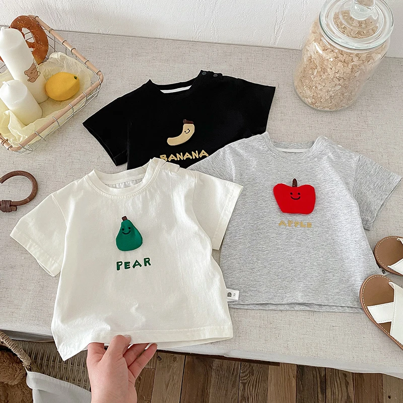 婴儿衣服2025夏装儿童短袖休闲上衣卡通可爱男女宝宝水果T恤夏季