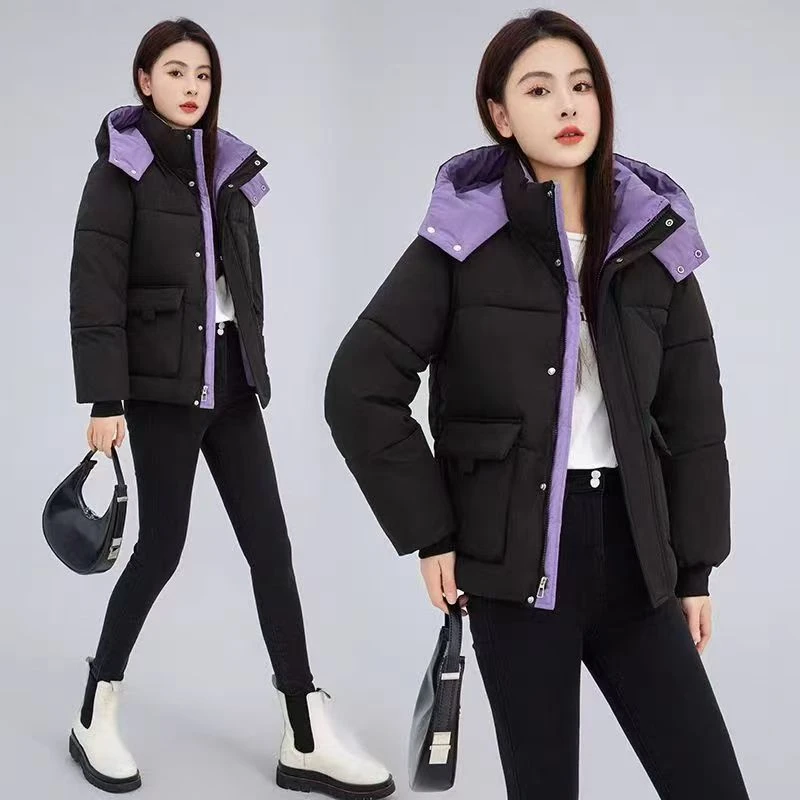 冬季新款短款连帽保暖面包服女气质时尚