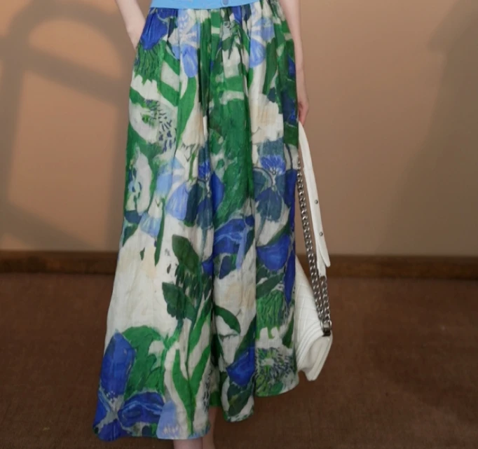 小井定制私服【伴夏】新款麻料芭蕉叶半身裙显瘦气质款J25W086