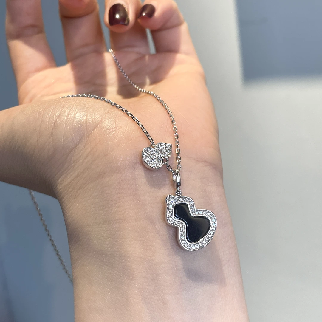 ANNA ZUCKERMAN 坠链均925银合成锆石 熊猫款大小葫芦项链SY-85