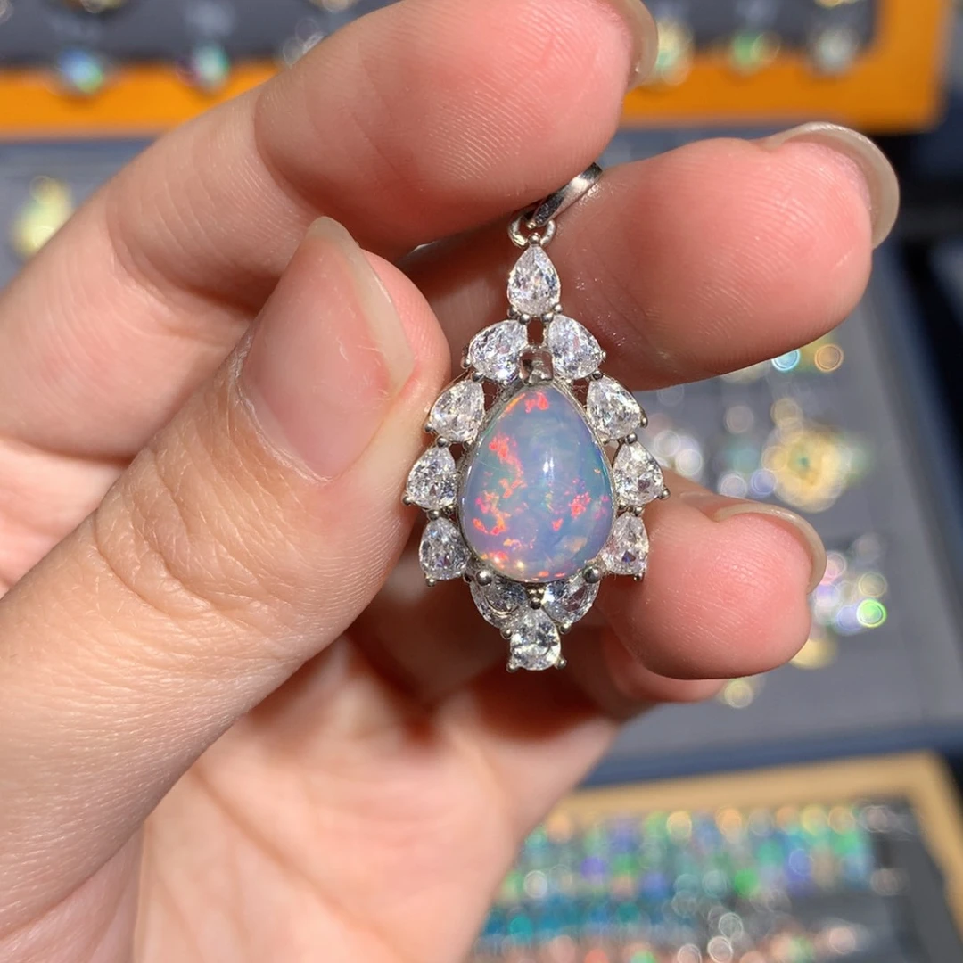 银S925镶嵌欧泊欧泊吊坠y