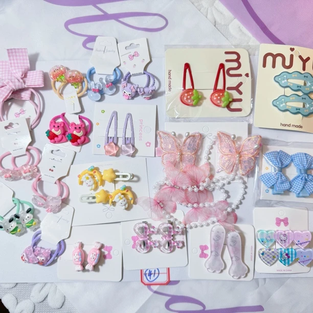 六一精选儿童韩版(发绳+发夹搭配)40个*一套多带~可换四款甜美