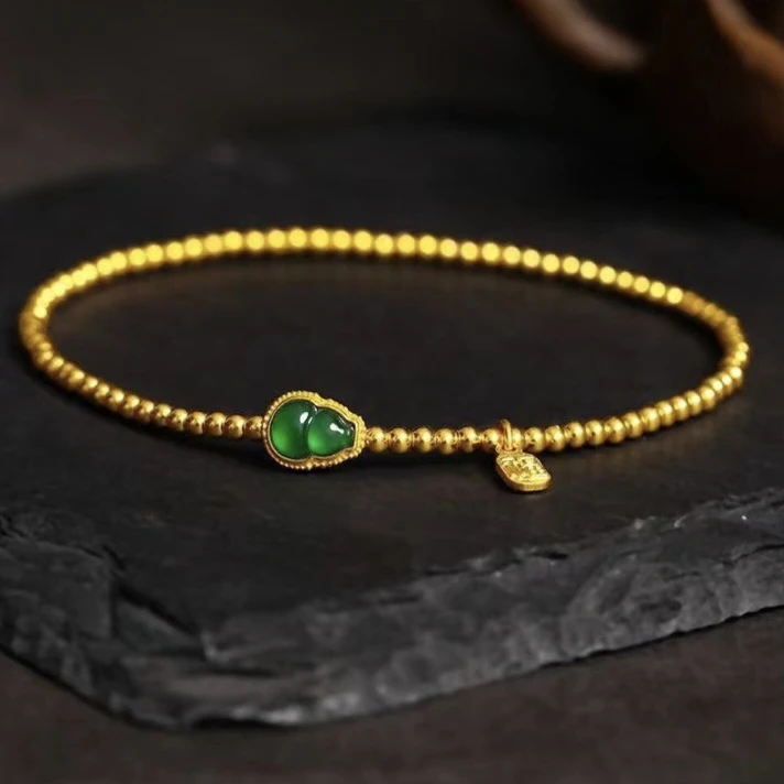 合金手链 金色珠子手链葫芦转运珠串珠圆珠小众时尚高级感手串女