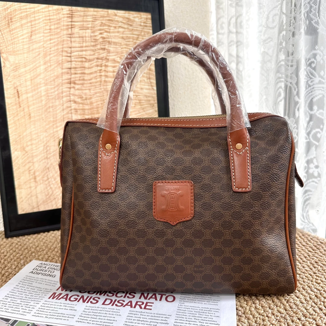 95新 Celine/思琳 XM/老花满印logo手提枕头包/DX01710866换