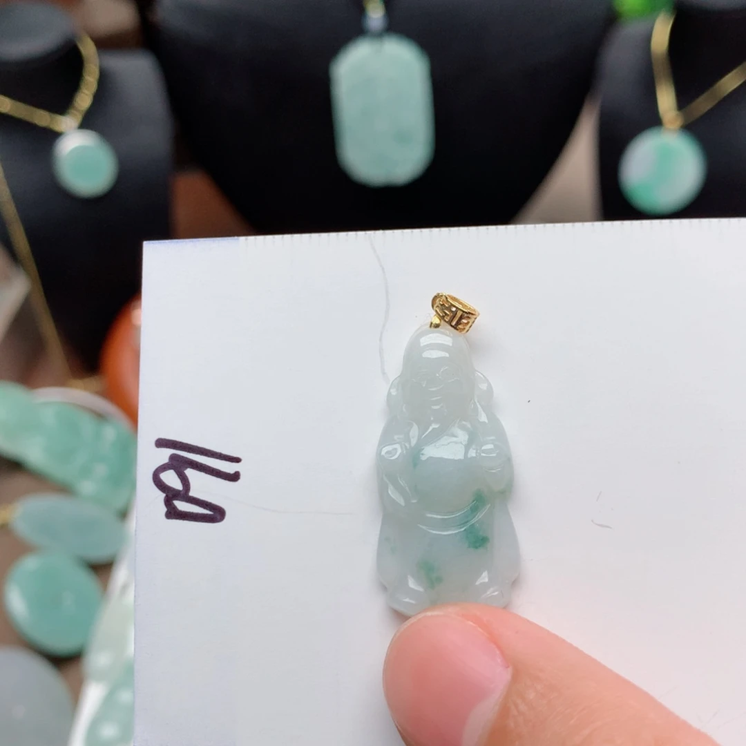 翡翠颈饰银S925镀金镶嵌吊坠