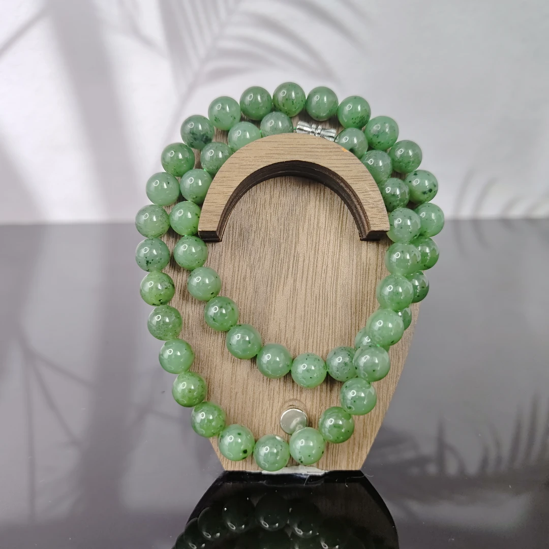 P和田玉碧玉圆珠项链（卡10）2682