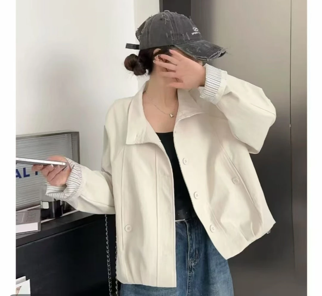 韩版秋冬夹克式立领宽松女款小外套