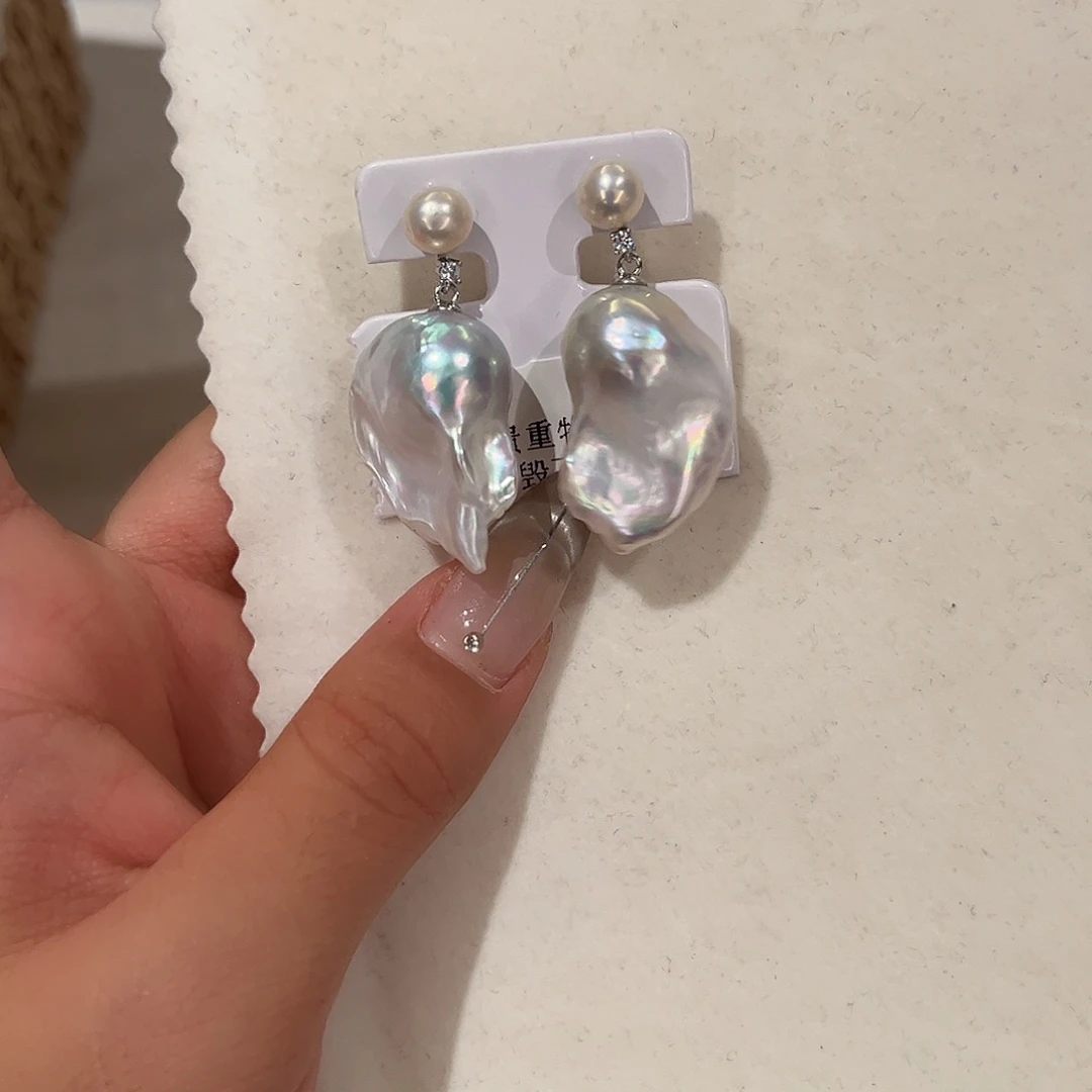 合金淡水珍珠耳饰