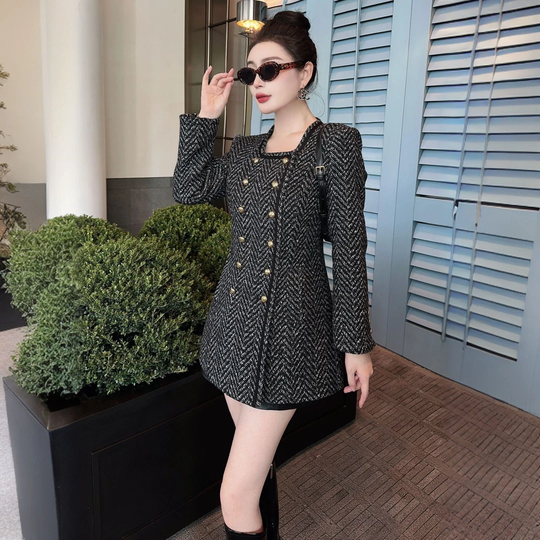 〖晨浠定制〗深圳南油新款高级感双排扣小香外套8016