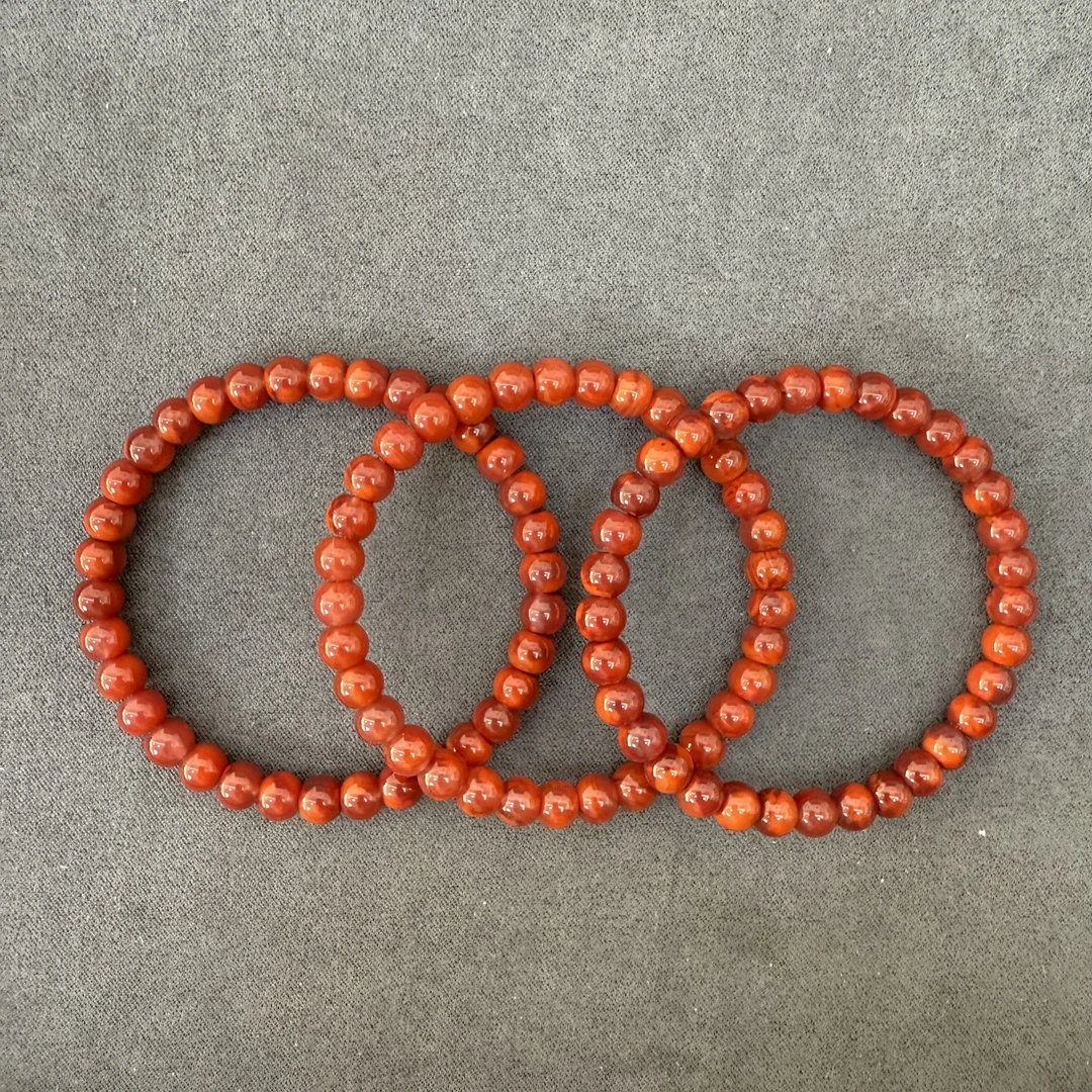 【欣妈珠宝】苹果圆瓦西南红火焰纹手串（7-7.5mm）#6119多样性发一