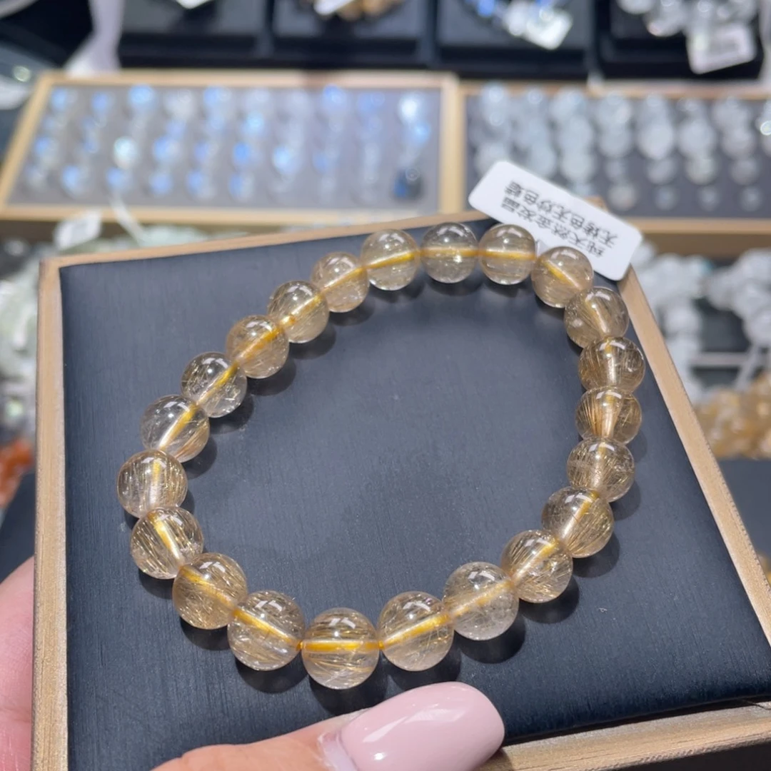 海***饭未镶嵌手链水晶维纳斯金发晶手链9.2mm