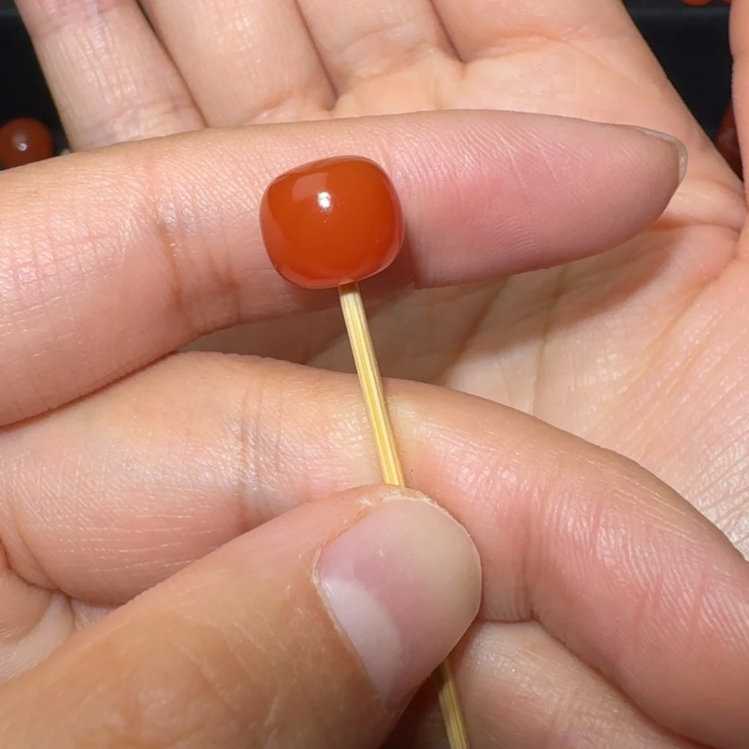 樂***？南红玛瑙未镶嵌保山满肉柿子红老形10×9