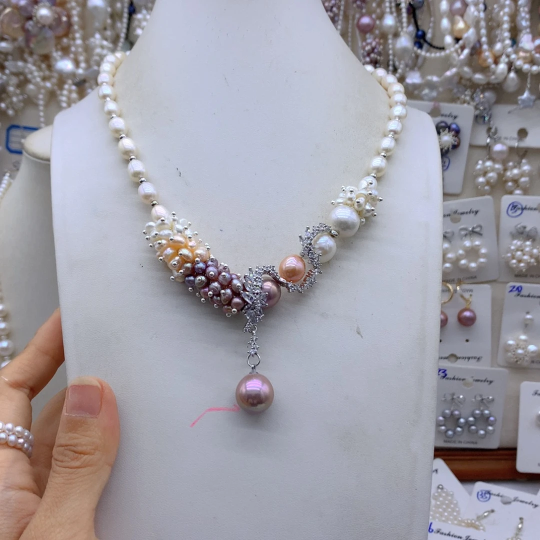 风***@银S925镶嵌淡水珍珠项链耳饰