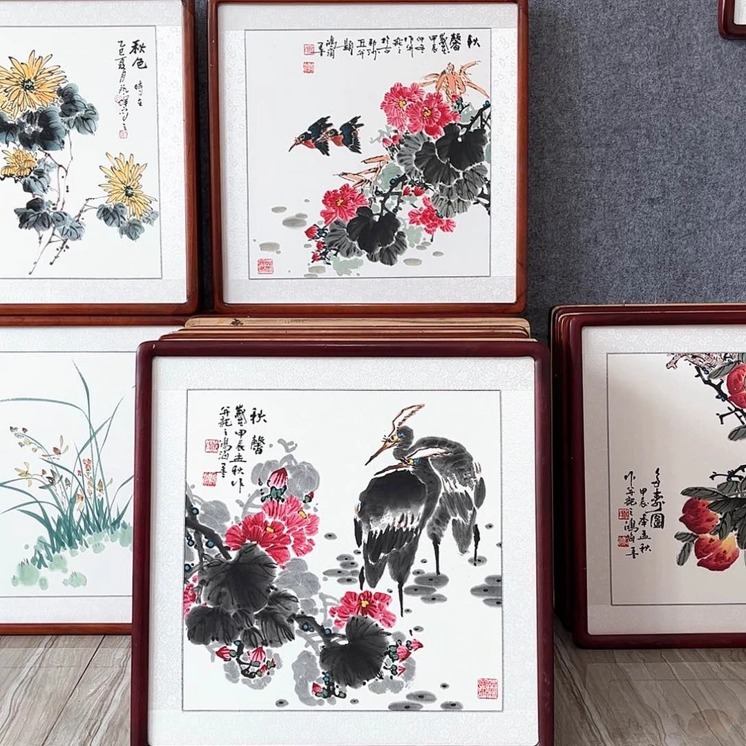 国画书画作品带框63×63