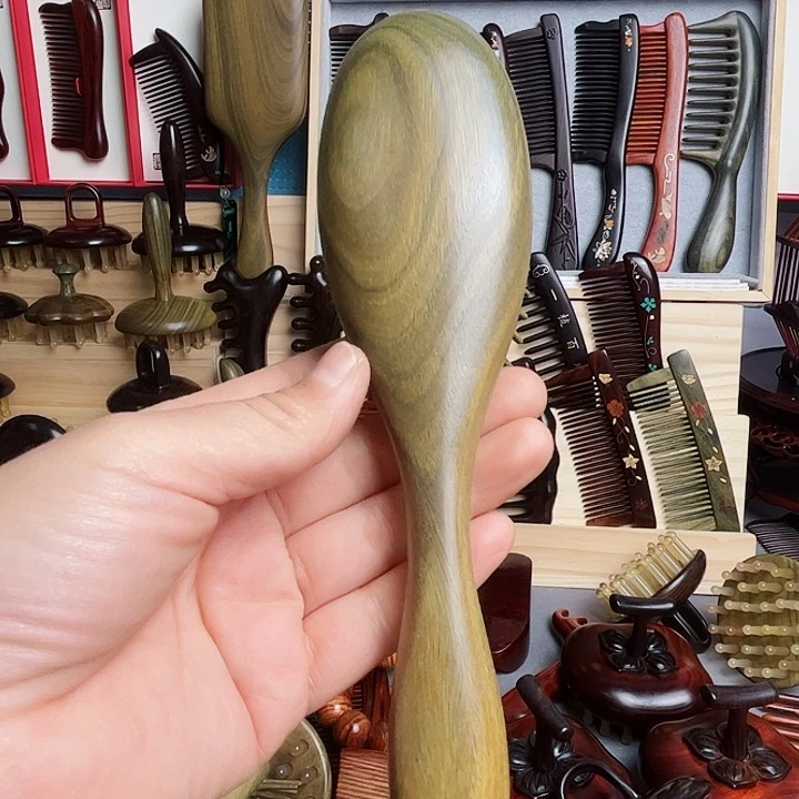 红酸枝木类绿檀木气垫梳子