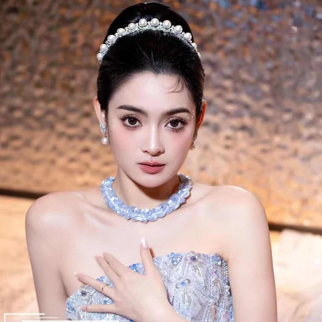 合金仿水晶婚庆饰品 17972珍珠式发箍韩式皇冠高级简单百搭款